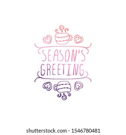 Hand Drawn Christmas Logo Isolated on White. Seasons greeting