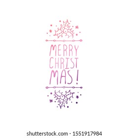Hand Drawn Christmas Logo Isolated on White. Merry Christmas.