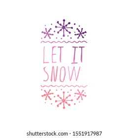 Hand Drawn Christmas Logo Isolated on White. Let it snow