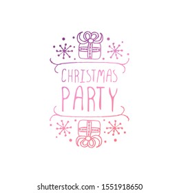 Hand Drawn Christmas Logo Isolated on White. Christmas party