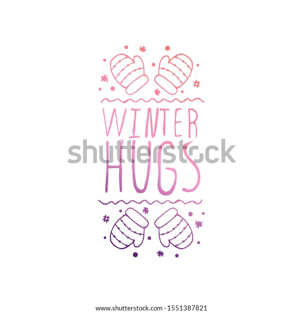 Hand\
Drawn Christmas Logo Isolated on White. Winter\
hugs