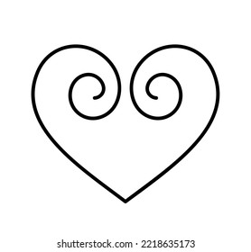 Hand drawn christmas love monoline heart logo sign. Vector Romantic illustration symbol pairs and wedding. Calligraphy Design flat element of valentine day. For greeting card, invitation.