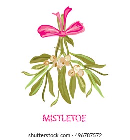 Hand drawn christmas mistletoe, design element. Can be used for cards, invitations, gift wrap, print, scrapbooking. Christmas and New Year background. All elements are editable