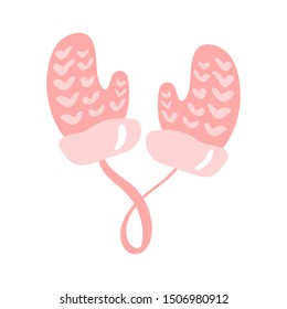 Hand Drawn Christmas Mittens Sketch Symbol isolated on white background. Vector of winter elements In Trendy Style