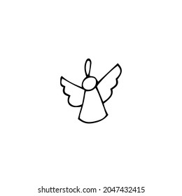 hand drawn christmas and new year outline element, angel for christmas tree