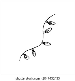 hand drawn christmas and new year outline element, garland for christmas tree