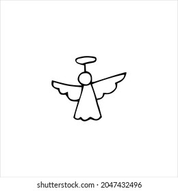 hand drawn christmas and new year outline element, angel with halo