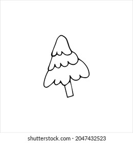 hand drawn christmas and new year outline element, christmas tree