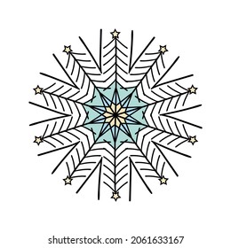 Navidad dibujada a mano y elementos de Año Nuevo, nevadas.