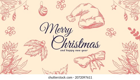 Hand drawn christmas and new year background