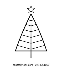 La mano dibujó el árbol de Navidad y Año Nuevo con un fondo blanco. Elementos decorativos para decorar durante las vacaciones de invierno. Ilustración vectorial aislada.