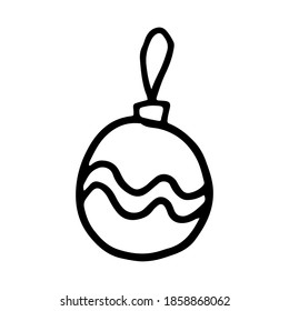 Hand drawn Christmas ornament. Vector illustration isolated on white background. Festive New Year decoration