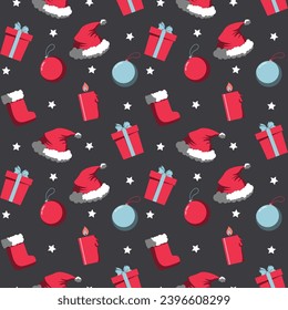 Hand drawn christmas pattern design background. Vector illustration.