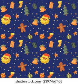 Hand drawn christmas pattern design background. Vector illustration.