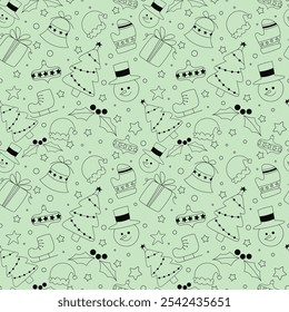 Fondo de diseño de patrón de Navidad dibujado a mano. Ilustración vectorial.
