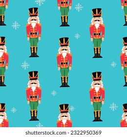 Hand drawn Christmas pattern with Nutcrackers . For kids apparel, home design, wrapping paper