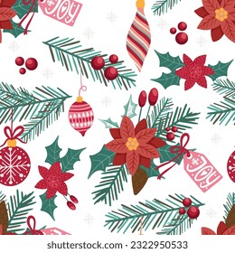 hand drawn Christmas pattern. Seamless vector winter pattern for textile, wrapping paper, more