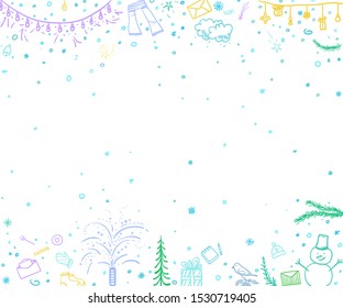 Hand drawn christmas pattern. Sketchy wallpaper with holiday xmas elements