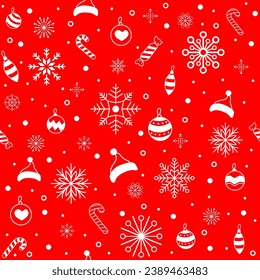 hand drawn christmas pattern with snowflakes