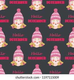 Hand drawn Christmas pattern. Winter background