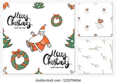 Hand drawn Christmas patterns design kit.
