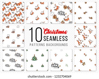 Hand drawn Christmas patterns design kit.
