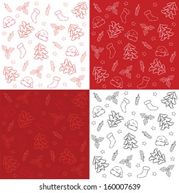 hand drawn Christmas patterns set