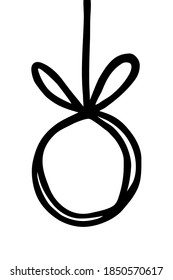 Handgezeichnete Weihnachtskiefernschmuck, die an einer Saite hängt, Stil der Feiertagskarte mit Kopienraum. Vektorgrafik einzeln auf weißem Hintergrund