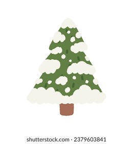 Pino de Navidad dibujado a mano con nieve