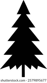 Hand drawn Christmas pine tree vector art and illustration.