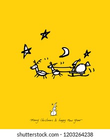 Hand drawn Christmas poster - vector