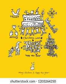 Hand drawn Christmas poster - vector