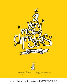 Hand drawn Christmas poster - vector