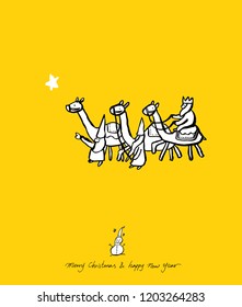 Hand drawn Christmas poster - vector