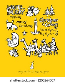 Hand drawn Christmas poster - vector
