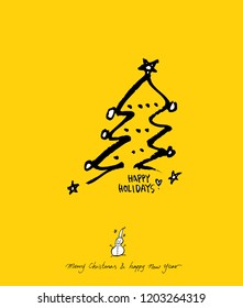 Hand drawn Christmas poster - vector