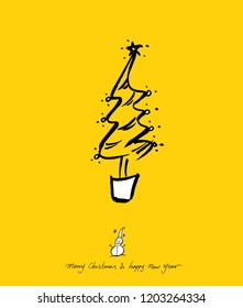 Hand drawn Christmas poster - vector