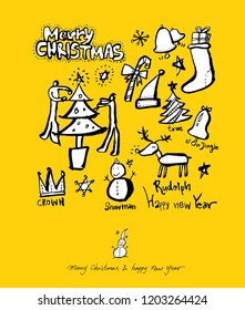 Hand drawn Christmas poster - vector