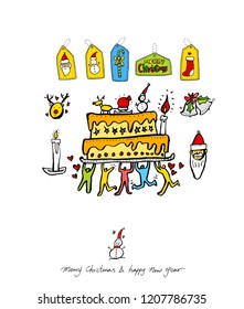 Hand drawn Christmas poster - vector