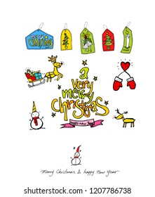 Hand drawn Christmas poster - vector