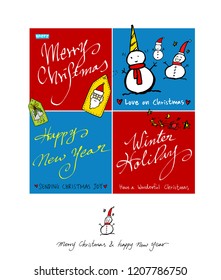 Hand drawn Christmas poster - vector
