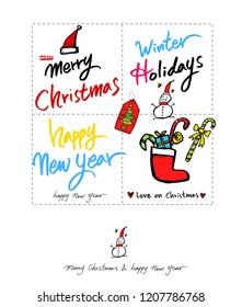 Hand drawn Christmas poster - vector