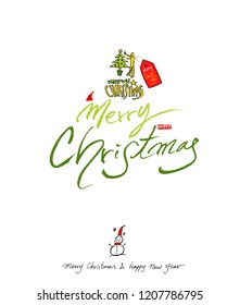 Hand drawn Christmas poster - vector