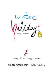 Hand drawn Christmas poster - vector