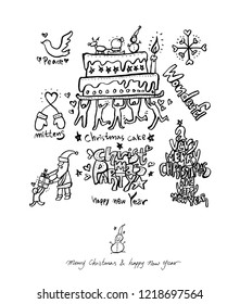 Hand drawn Christmas poster - vector