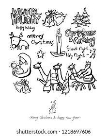 Hand drawn Christmas poster - vector