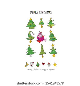 Hand drawn Christmas poster - vector