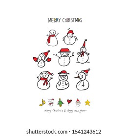 Hand drawn Christmas poster - vector
