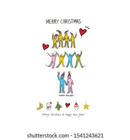 Hand drawn Christmas poster - vector