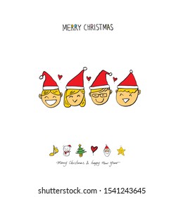 Hand drawn Christmas poster - vector